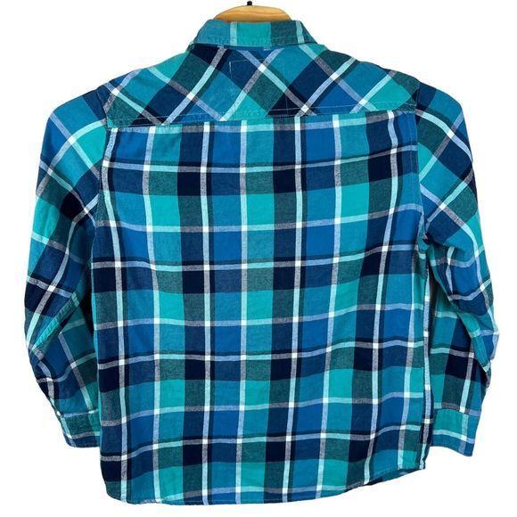 Roebuck & Co Mens Blue Plaid Long Sleeve Button Up Flannel Shirt Large - Picture 3 of 5